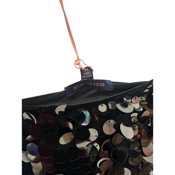 SKIES ARE BLUE Black Silver Sequin Tank Top Size XS NEW New with tags - Picture 4 of 5